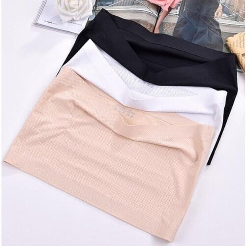 Summer Women Modal Bandeau Top Solid Breathable Strapless Bra Bandeau Soft Seamless Girls Casual Tank Crop Tops Hollow Out