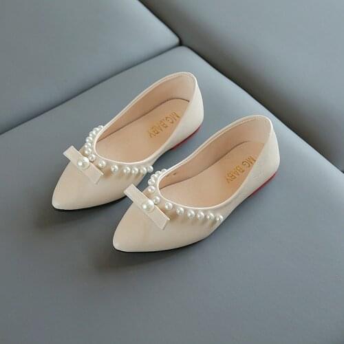 2021 Girls Pearl Princess Shoes Childrens Pu Leather Shoes Autumn New Kids Soft-Soled Wedding Shoes G225