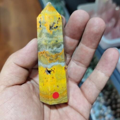 Natural Hornet Yellow Bumblebee Crystal Stone Point for Decoration 1pc