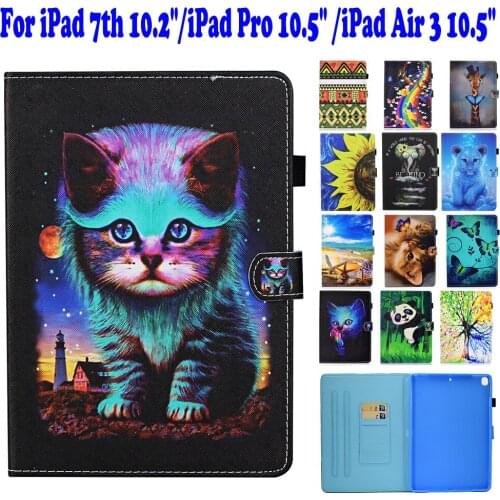 For iPad 10.2" 2019 7th Case iPad Air 3 10.5" iPad Pro 10.5 inch Protective Skin Shell PU Leather Stand Magnet Smart Funda Cover