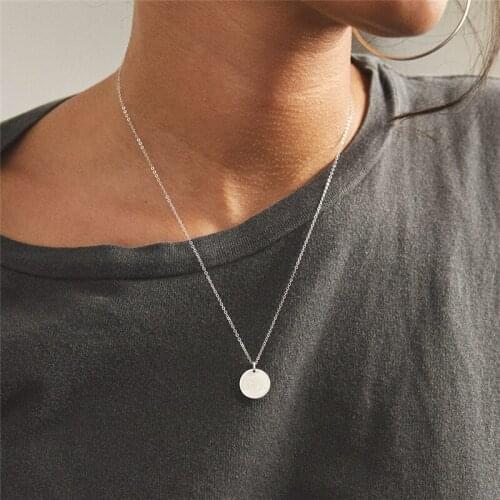 Visunion 13MM Glossy Fashion Necklace Elegant Letterable Stainless Steel Pendant Rose Gold Color Jewelry Necklace