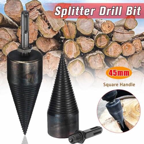 High Speed Steel Wood Drill Bit Twist Firewood Splitting Drill Bit Splitter Screw Cone Bit Round Square Hexagonal 45mm 42mm 32mm