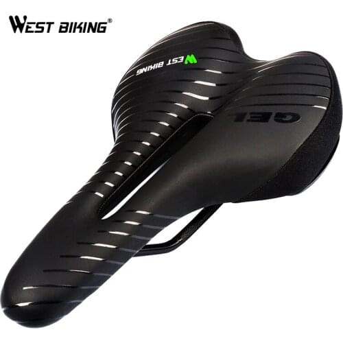 WEST BIKING Waterproof Bike Saddle with Tail Light MTB Bike Cycling Saddles Soft Comfortable Hollow Bicycle Safety Bike Saddle