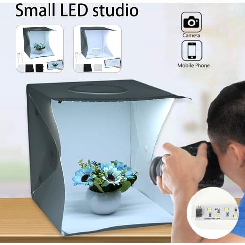 Willkey Folding Lightbox Photography Photo Studio Softbox 2 Panel LED Light Soft Box Photo Background Kit For DSLR Camera