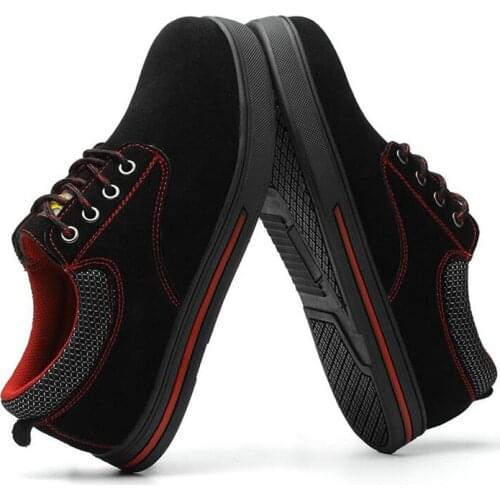 Cow Suede Steel Toe Safety Shoes Men Anti-smashing Non-slip Breathable Fashion Work Sneakers Construction Protective Shoes Boots