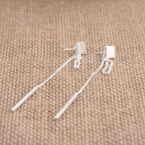 FNJ 925 Silver Earrings for Women Jewelry 100% Pure Original S925 Silver Sterling Long Tassel Drop Earring