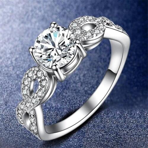 Fashion Jewelry Silver Ring For Women Cubic Zirconia Stone Ladies Ring 925 Sterling Silver Party Romantic Wedding Rings #108