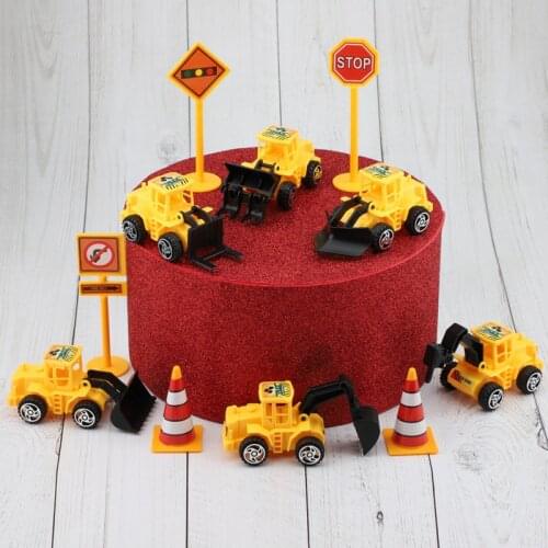 11Pcs/set Engineering Car Cake Decorations for Kids Boy Birthday Party Accessories Mini Excavator Ornament Kids Gift Toys Truck
