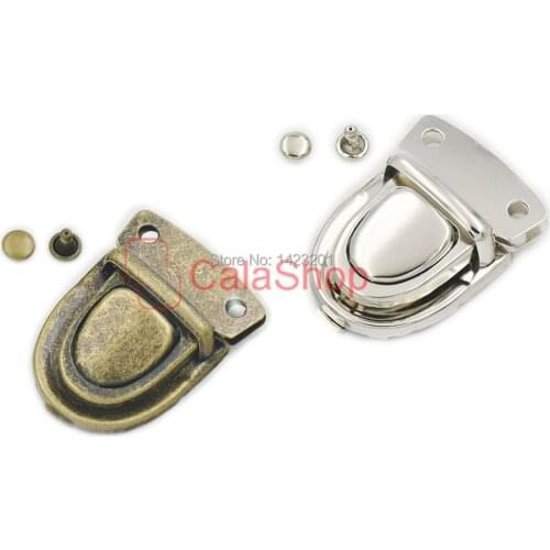 120 Sets / Lot 30mmX40mm Latch Trunk Catch Box Case Bag Lock Closure Handbag with Double Round Cap Rivet Stud Wholesale