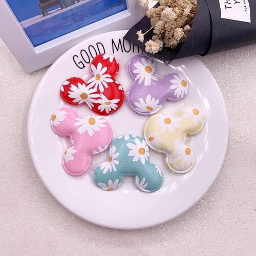 20PCS/lot Pu Mouse head Padded Applique Crafts for Garment Accessories And Girl Hair clip Decoration