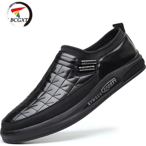 2020 New Men Casual Shoes Men Sneakers Pu Leather Mens Slip On Shoes Man Business Formal Shoes Male Footwear Big Size 38-48