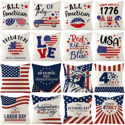 2021 American Independence Day Pillowcase Plush Digital Printing Pillow Cover Home Decoration Car Pillow Cover Fourth of July