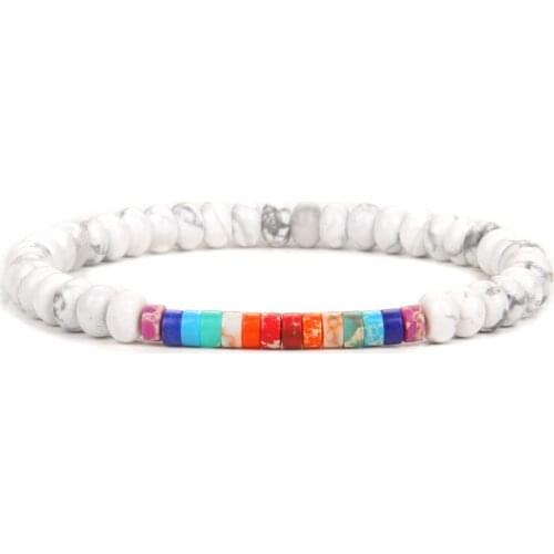 3*6 mm Small Rondelle Howlite Bracelets Women Natural Minerals Stone Bangle Men Strech Jewelry Chakra Spacer Beads Charm Pulsera