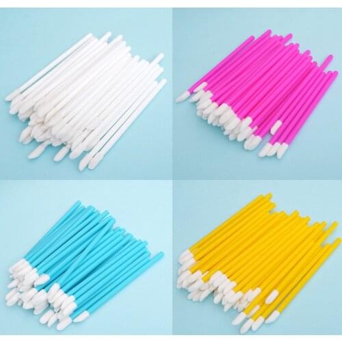 50pcs/Bag Colorful Disposable Cosmetic Makeup Lip Brush Lipstick Lip Glossy Wands Pen Cleaner Applicator Lip Gloss Brushes Tools