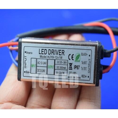 8-12x1w Led Driver AC/DC12-24V to DC20-38V 300mA 10W Constant Current Waterproof High Power Led Driver