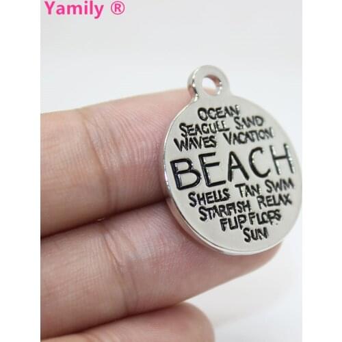8pcs--22mm BEACH Zinc Alloy Charms Word Collage Charms pendant for necklace bracelet diy jewelry pj2992