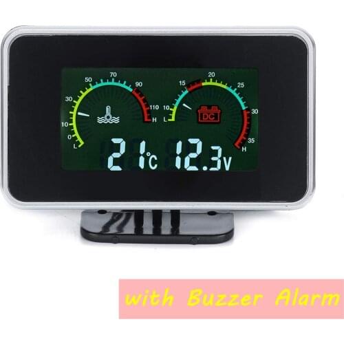 9V-36V 2 In1 LCD Car Digital Gauge Voltage Pressure Water Temp Meter With Buzzer Alarm