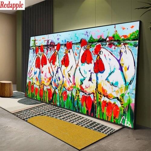 Diamond Embroidery Abstract cartoon art, crazy chicken Diamond Painting Full Square round drill Mosaic Cross Stitch Wall Art