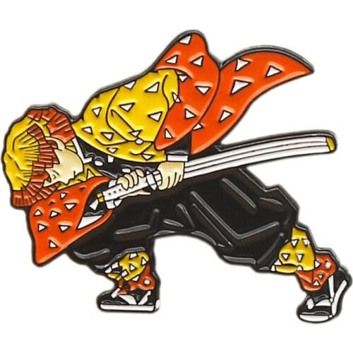 Japanese Anime Figure Enamel Pins Cartoon Demon Slayer Zenitsu Agatsuma Brooch Jewelry Fashion Cosplay Lapel Pin for Comic Fans