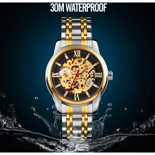 Relogio Masculino SKMEI Luxury Automatic Watch Men Hollow Dial Mechanical Watches For Mens Fashion Stainless Steel Band Clock