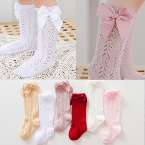 Toddlers Girls Socks Big Bows Knee High Long Soft Cotton Baby Socks Stripped Children Socks Princess Style