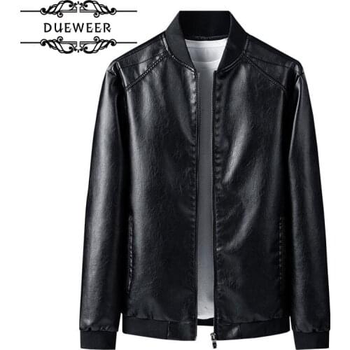 Dueweer Mens Clothing Winter Leather Jackets Man Pilot Warm Motorcycle Biker Jacket For Men Style Brand