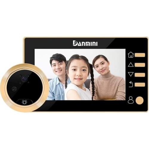 Danmini Video Doorbell Peephole With Camera, 4.3 Inch Hd Digital Display, Zinc Alloy Material Cat Eyes Door Viewer, 300, 000 P