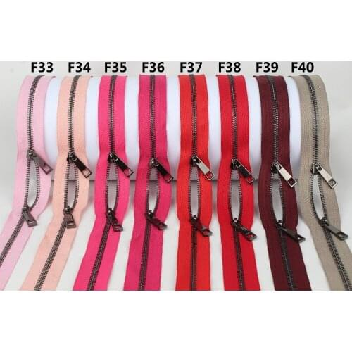 5# double sliders black metal open-end babypink pink peach red hotpink dark red claret diy metal zipper roll free shipping