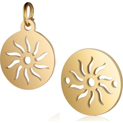 Fnixtar 10pcs/lot Stainless Steel Sun Metal Mini Charms DIY Mirror Polished Connecting Charms Jewelry Finding Accessories