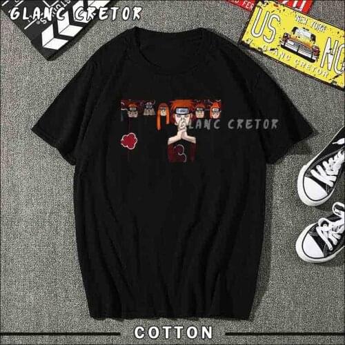 Japanese Anime New Men Akatsuki Pain T Shirt Fashion Print Tshirt Summer Mens Novelty Cotton Short Sleeve T-shirt Men