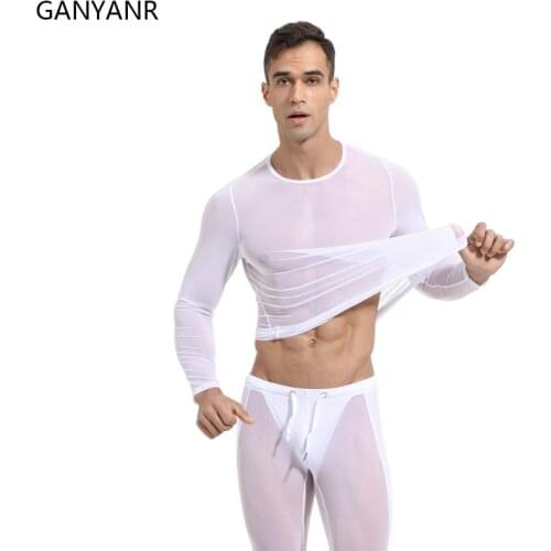 GANYANR Running T Shirt Men Dry Fit Sportswear Fitness Gym Crossfit Training Workout Compression Sport Football Jerseys Tee Sexy
