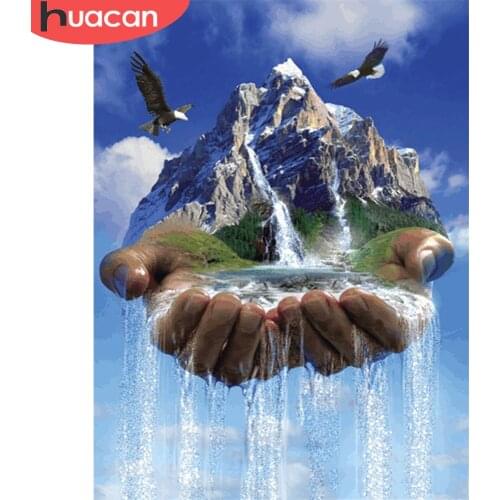 HUACAN 5D DIY Diamond Painting Waterfall Cross Stitch Diamond Embroidery Mosaic Landscape Picture Rhinestones Wall Art