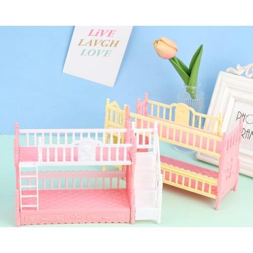 Dollhouse Nursery Bedroom Simulation Baby Bunk Bed Furniture Toys For Mellchan 9-11Inch Doll Playset Toy Random