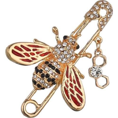 Fashion Women Wild Bee Brooch Bee Enamel Rhinestone Brooch Pin Scarf Clothes Ladies Paper Clip Lapel Decor Jewelry Accesssries