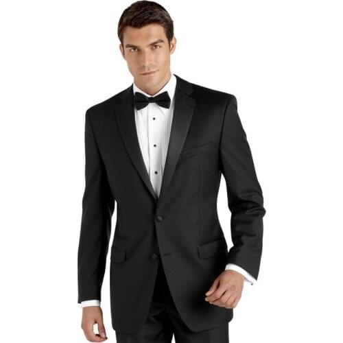 The groom dress custom men elegant pure black suit two grain of buckle lapel groom wedding suit formal occasions costume homme