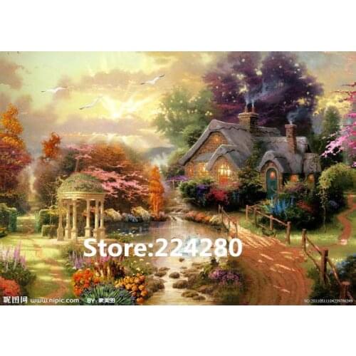 Needlework.for embroidery,DIY the 14CT Unprinted Art Cross stitch kits European Scenery cottage set Cross-Stitching decor crafts