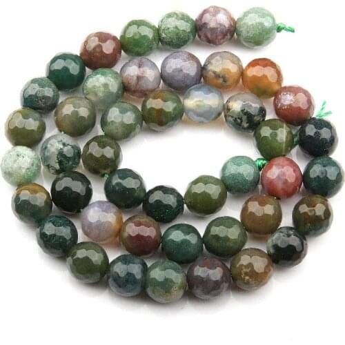 Wholesale Round Faceted Indian Agated Beads Natural Stone Beads Loose Beads for Bracelet Making for Jewelry Making Free Shipping