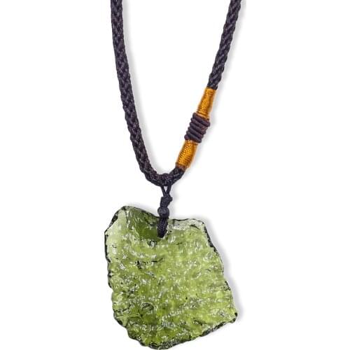 Czech Glass Meteorite Necklace Pendants Crystal Gravel Green Charm Moldavite Necklace for Men Women Gift Jewelry Necklaces Decor