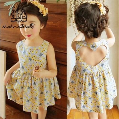 Girls dress cat sunflower floral beach cotton baby dress summer girls Korean version of the vest dress kids dress for girls