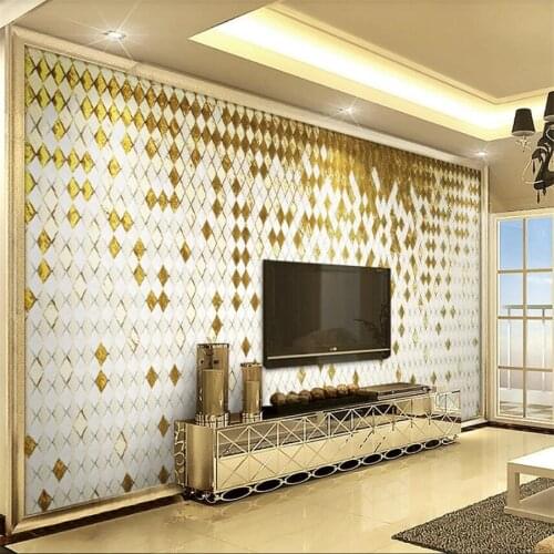 Beibehang Custom wallpaper 3d luxury golden diamond metal mosaic mural 3d European style living room bedroom TV background wall
