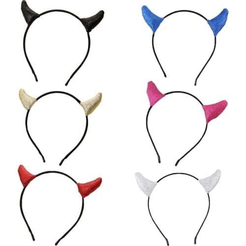Adult Children Kids headband with horns Cloth Wrapped Elastic Halloween Christmas Party Costume Cosplay devil Demon goat horns