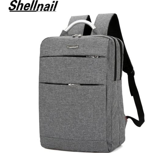 Shellnail Solid Canvas Backpack New Fashion 2019 Unisex School Bag High-capacity Business Casual Computer Backpack Travel Bags