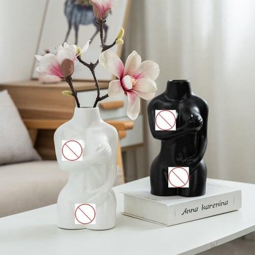 Nordic Ceramic Abstract Body Art Nude Female Sculpture Decoration Living Room TV Cabinet Flower Arrangement Home Decor Ornaments