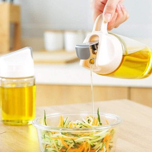 Glass Salad Dressing Bottle Leakproof Condiment Container With Automatic Cap Kitchen Drip Free Olive Oil Dispenser Bottle