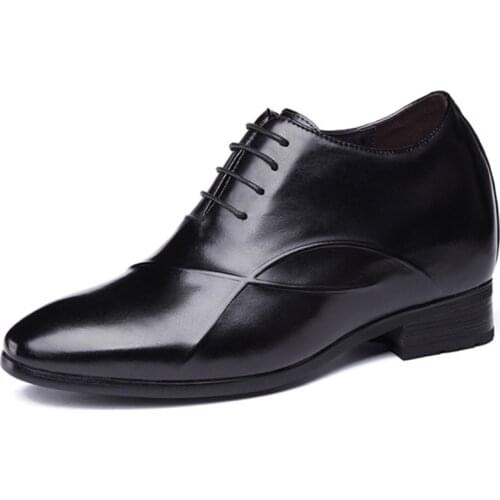 New Mens Height Increasing Dress Formal Shoes with Hidden Insoles Elevator Shoe Get Taller 9 CM Genuine Leather