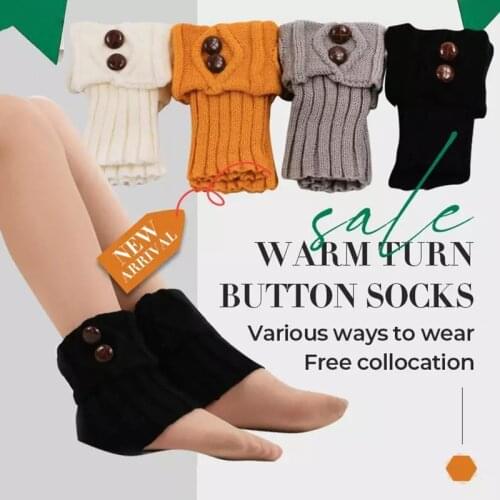 Foot Care Warm Turn Button Socks Women Girl Knitted Ankle Guard Socks Leg Warmer SSwell