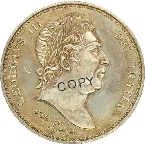 United Kingdom 1820 1 Crown - George III Brass Plated Silver Copy Coins