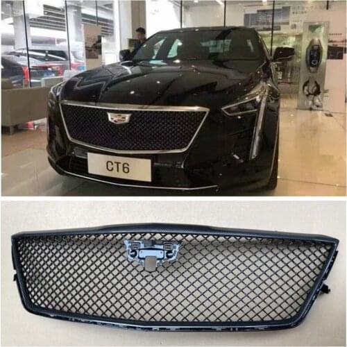 High Quality ABS Mesh Grille Trim Racing Grills + Racing grill frame For Cadillac CT6 2019 2020 2021 2022