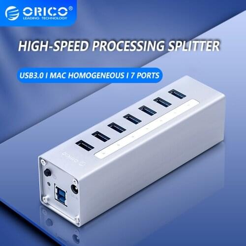 ORICO A3H7 High Speed Aluminum USB3.0 Hub Splitter 7-Port USB 3.0 Hub Computer Hub Pc Accessories Hub With Power Port New Design