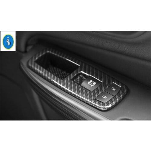 Yimaautotrims Door Armrest Window Lift Control Button Panel Cover Trim ABS Fit For JEEP Cherokee 2014 - 2017 Carbon Fiber Look